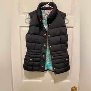 Lilly Pulitzer Isabelle Quilted Puffer Down Vest Insulated Black